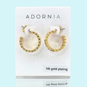 Adornia Hoop Earrings 3/4" D 14k Gold Plated Bezel Set Cubic Zirconia Milgrain